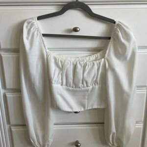 Princess Polly White Puff Sleeve Crop Blouse